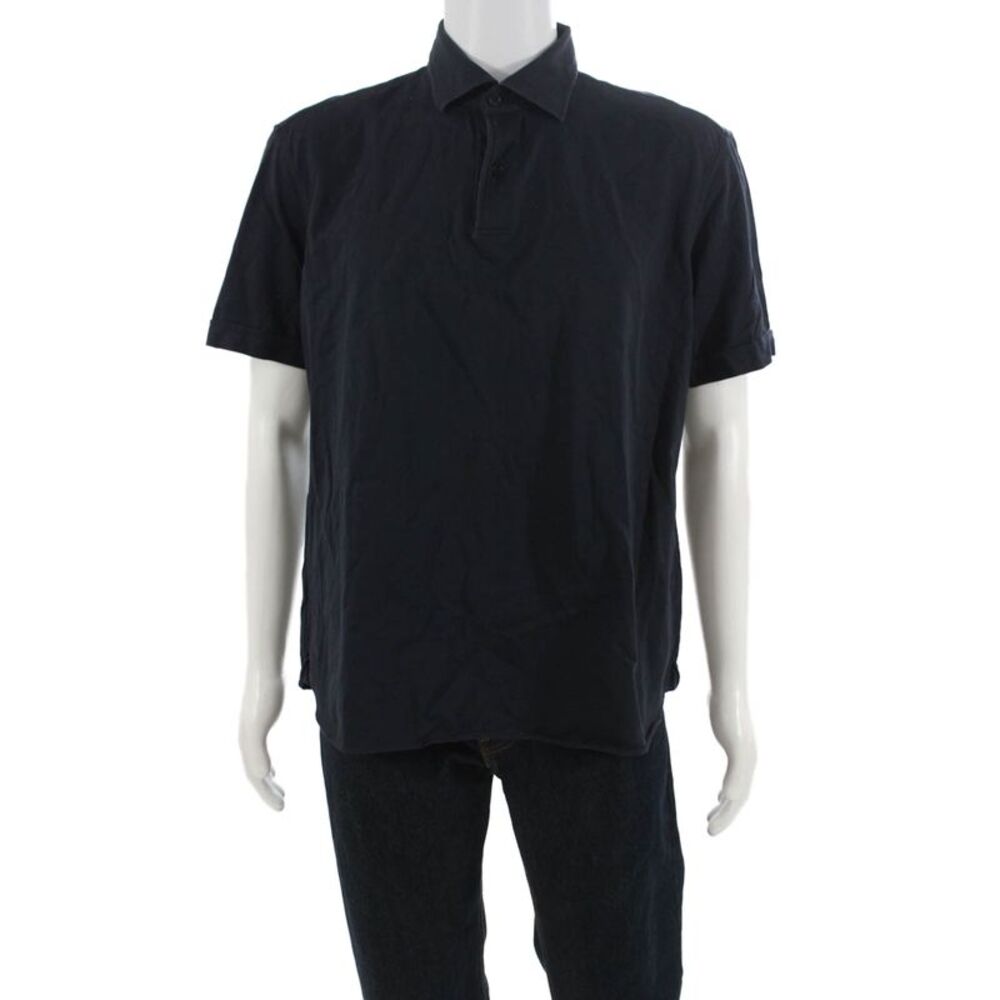 Munro Mens Cotton Collared Short Sleeve Button-Up Polo Shirt Blue Size 44